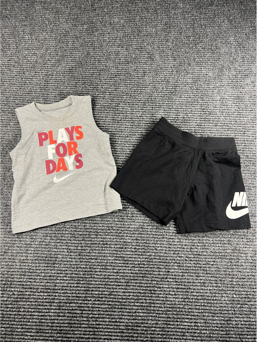 Nike Toddler Boys' Grey Sleeveless Shirt and Black Shorts Set, Size 18M